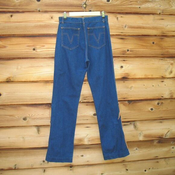 Vintage 70's High Rise Flare Fringe Jeans - Picture 8 of 11